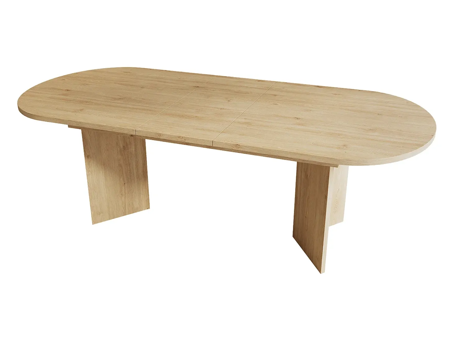 Mesa de comedor extensible 160-200x90x75 cm - para 6-8 personas - esquinas redondeadas - tablero grueso - MDF - natural