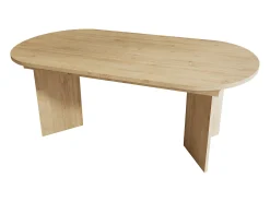 Mesa de comedor extensible 160-200x90x75 cm - para 6-8 personas - esquinas redondeadas - tablero grueso - MDF - natural
