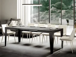 Mesa de comedor extensible evolución Flavio-Color Gris cemento-Ancho extensible