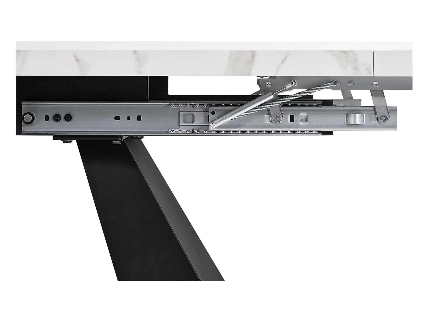 Mesa de comedor extensible 99-159 x 74 cm - 6 a 8 personas - en MDF - Blanco + Negro