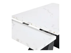 Mesa de comedor extensible 99-159 x 74 cm - 6 a 8 personas - en MDF - Blanco + Negro