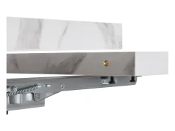 Mesa de comedor extensible 159x75cm para 6 personas en MDF chapado en mármol blanco con patas negras