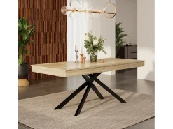 Mesa de comedor extensible - 140/180 x 80 x 76 cm - para 6 a 8 personas - patas de metal - MDF - natural