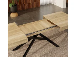 Mesa de comedor extensible - 140/180 x 80 x 76 cm - para 6 a 8 personas - patas de metal - MDF - natural