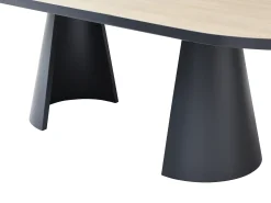 Mesa de comedor extensible de 6 a 10 personas en MDF y metal - Natural y Negro - KORIZEA