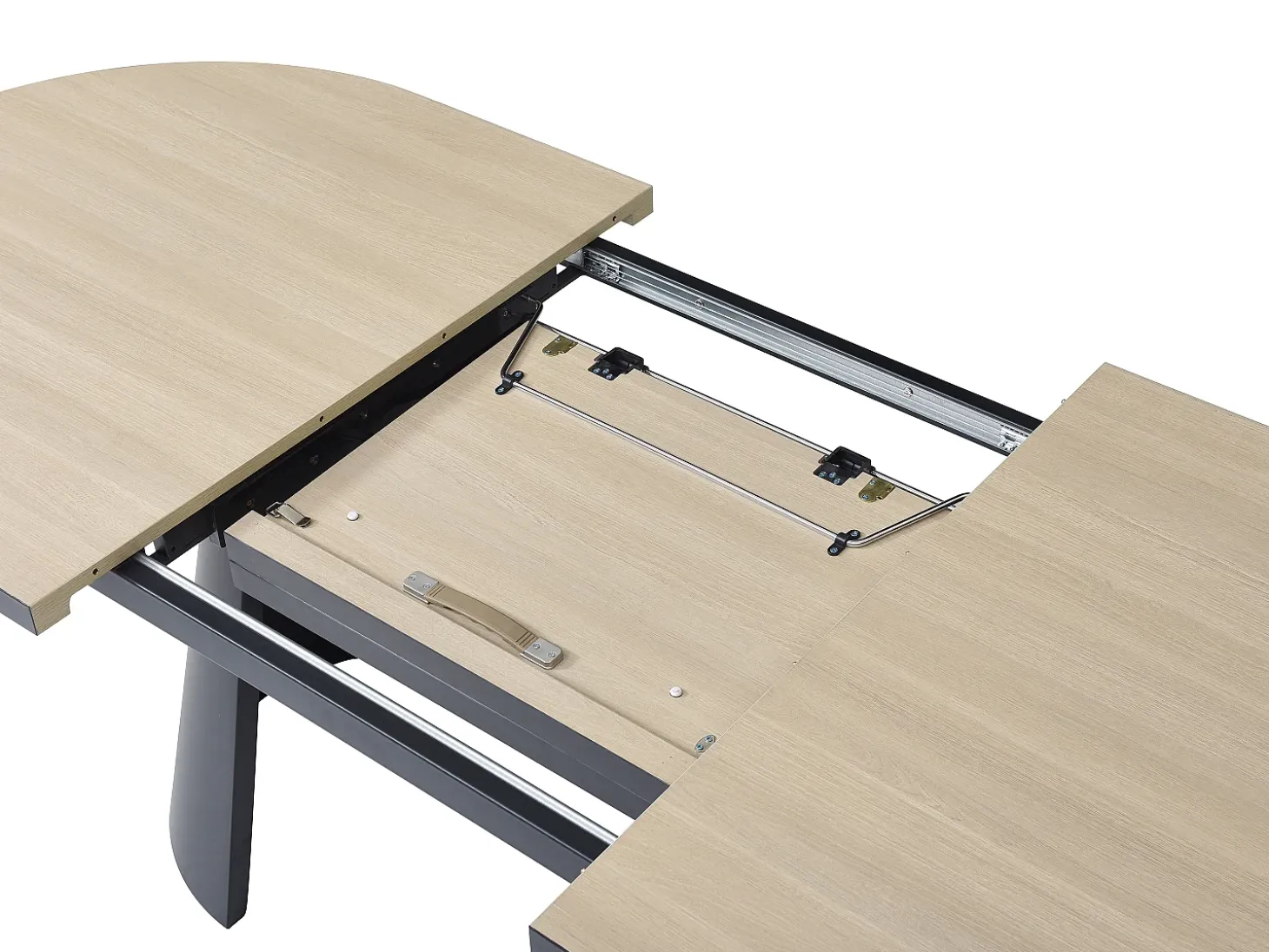 Mesa de comedor extensible de 6 a 10 personas en MDF y metal - Natural y Negro - KORIZEA