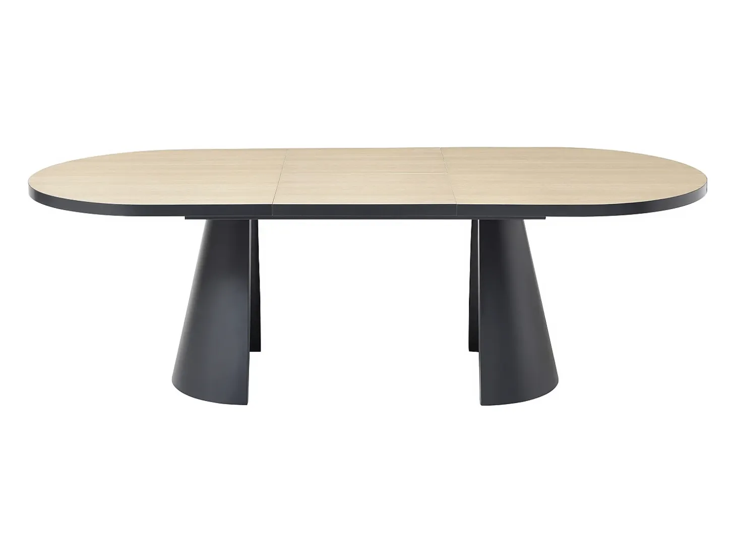 Mesa de comedor extensible de 6 a 10 personas en MDF y metal - Natural y Negro - KORIZEA