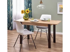 Mesa de comedor extensible 100-135cm color roble con patas negras ARZAL