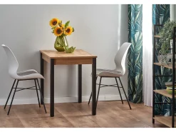 Mesa de comedor extensible 100-135cm color roble con patas negras ARZAL