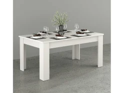 Mesa de comedor extensible 160-210x90cm diseño moderno de madera blanca Jesi Larch