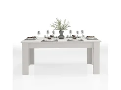 Mesa de comedor extensible 160-210x90cm diseño moderno de madera blanca Jesi Larch