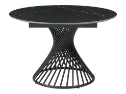 Mesa de comedor extensible de 4 a 8 cubiertos en cerámica y metal - Efecto mármol negro - CASTINA