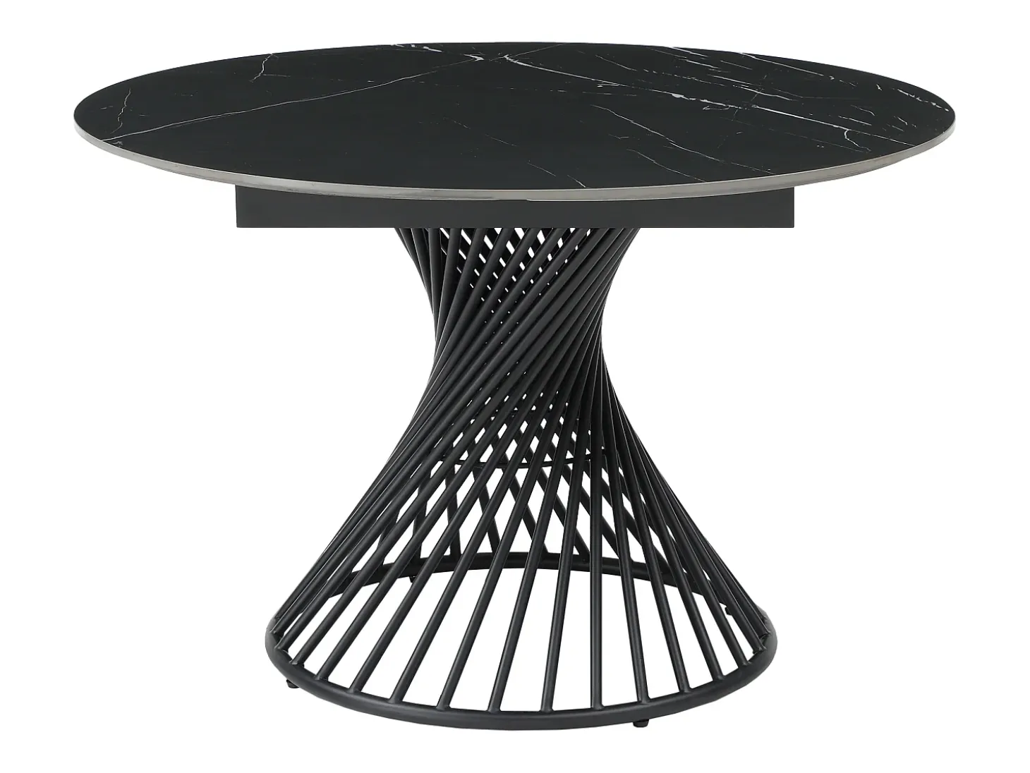 Mesa de comedor extensible de 4 a 8 cubiertos en cerámica y metal - Efecto mármol negro - CASTINA