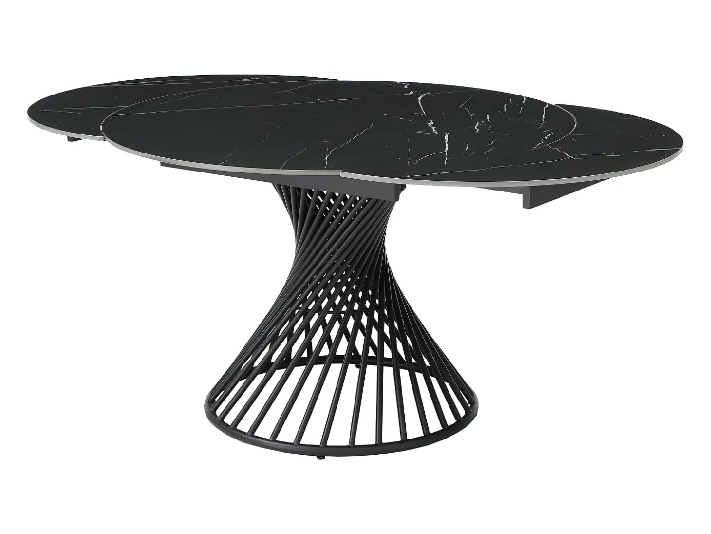 Mesa de comedor extensible de 4 a 8 cubiertos en cerámica y metal - Efecto mármol negro - CASTINA