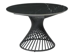 Mesa de comedor extensible de 4 a 8 cubiertos en cerámica y metal - Efecto mármol negro - CASTINA