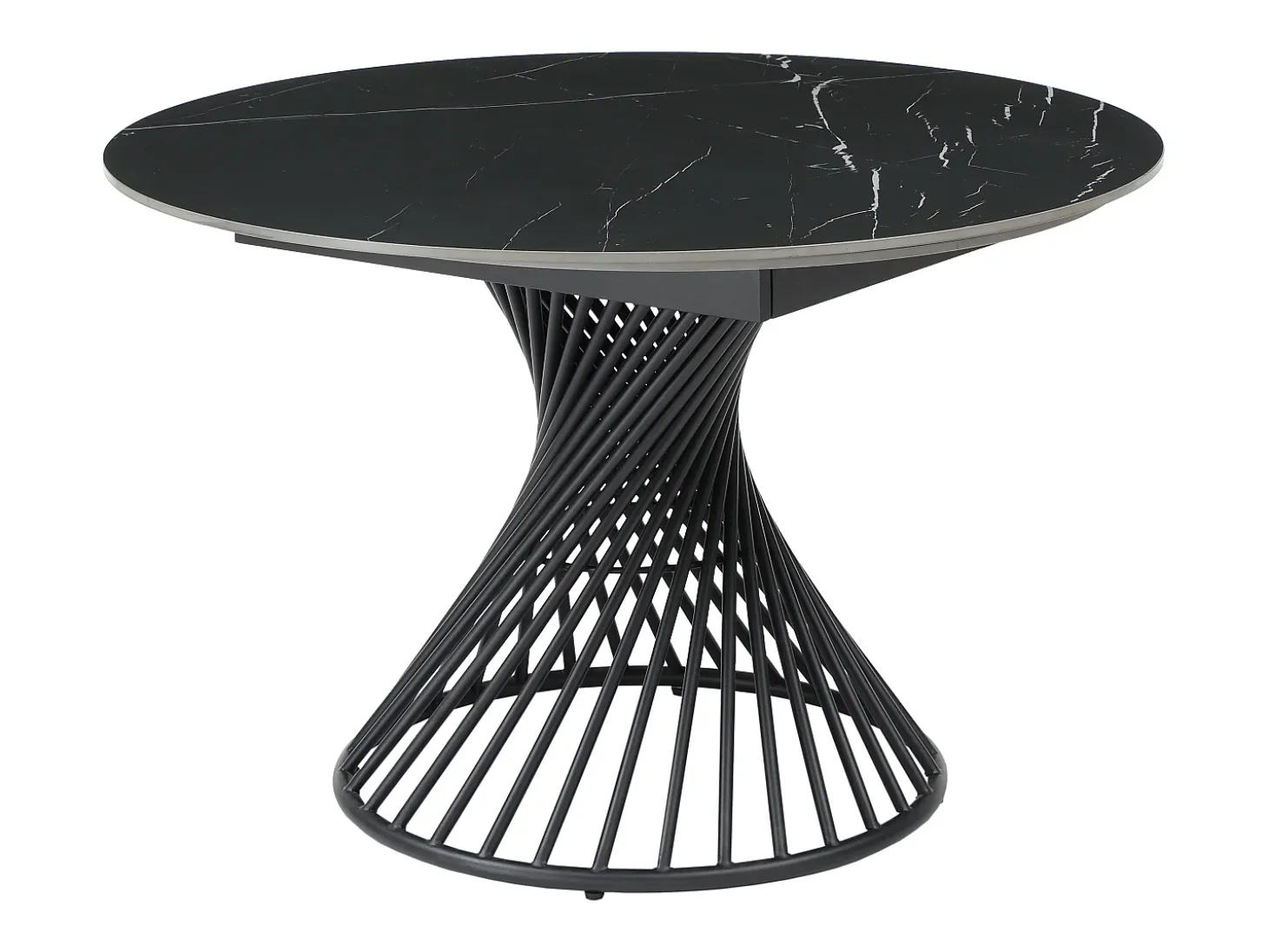 Mesa de comedor extensible de 4 a 8 cubiertos en cerámica y metal - Efecto mármol negro - CASTINA