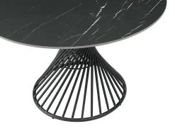 Mesa de comedor extensible de 4 a 8 cubiertos en cerámica y metal - Efecto mármol negro - CASTINA