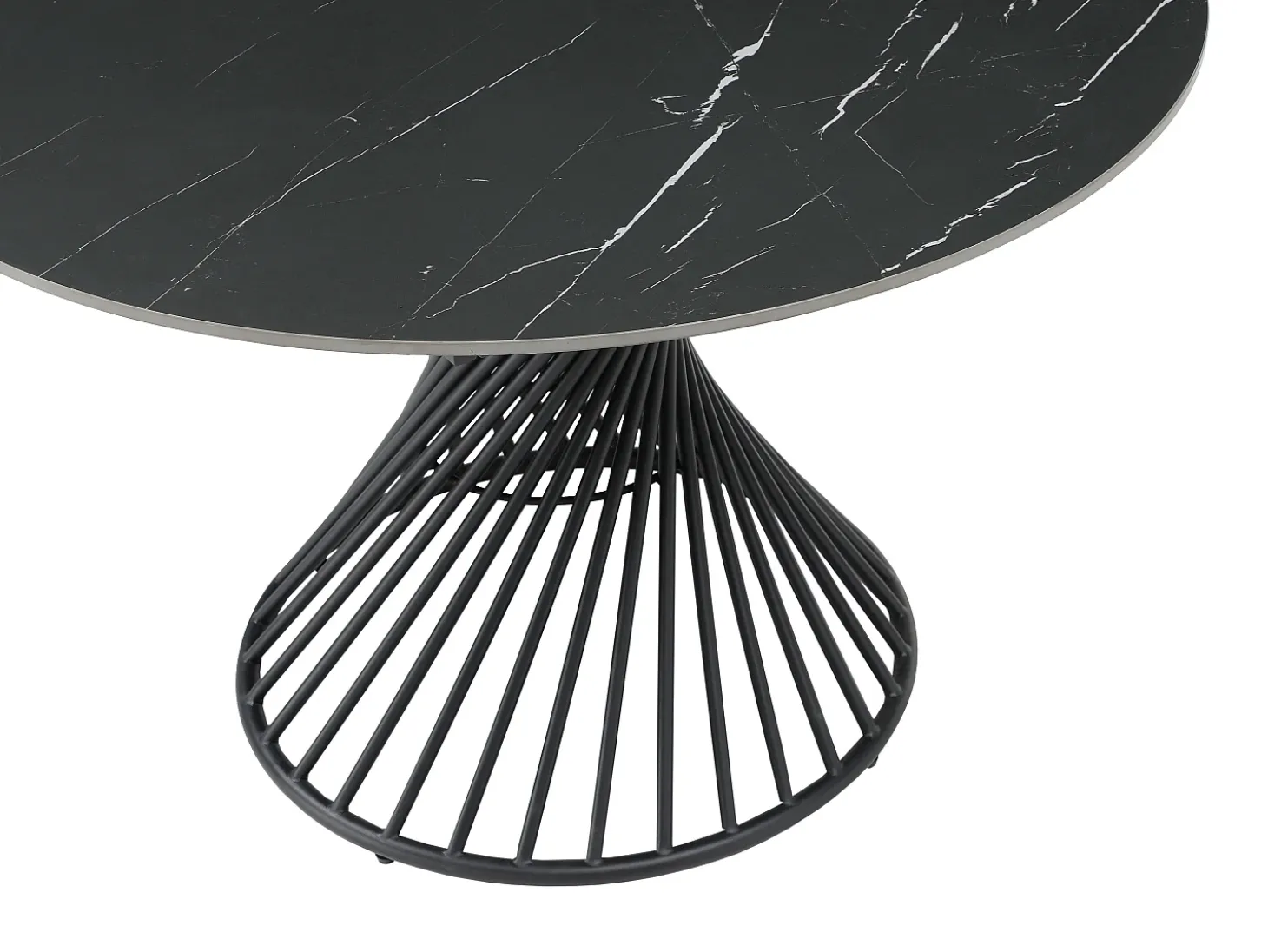 Mesa de comedor extensible de 4 a 8 cubiertos en cerámica y metal - Efecto mármol negro - CASTINA