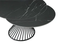 Mesa de comedor extensible de 4 a 8 cubiertos en cerámica y metal - Efecto mármol negro - CASTINA