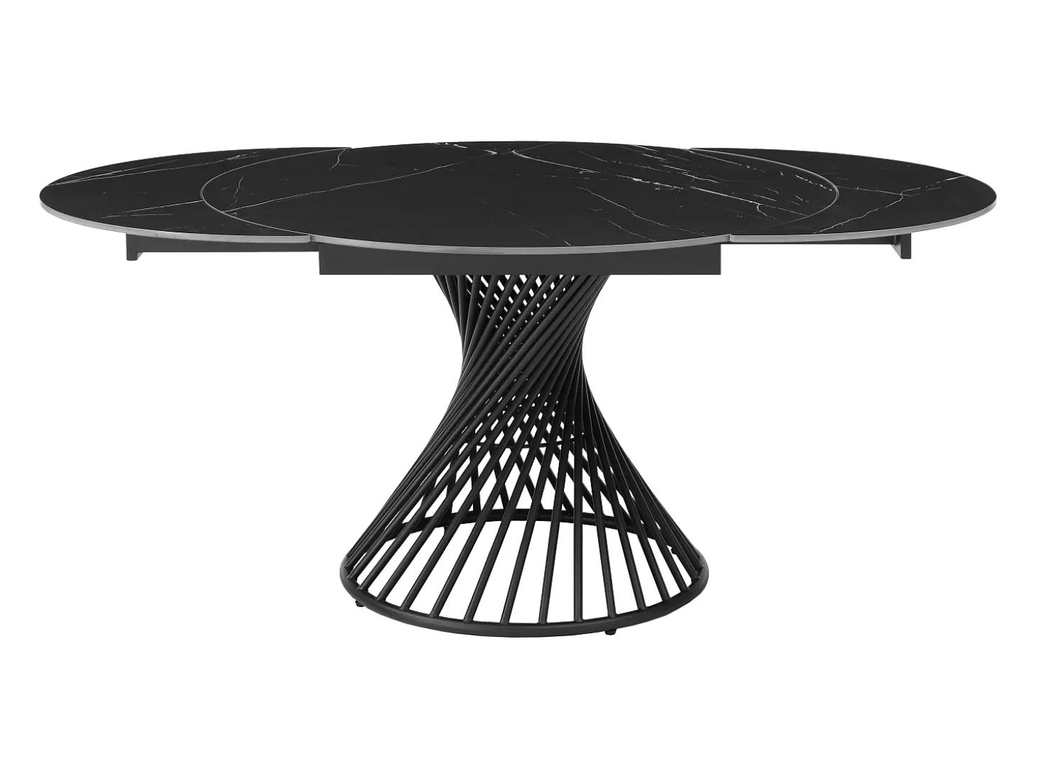 Mesa de comedor extensible de 4 a 8 cubiertos en cerámica y metal - Efecto mármol negro - CASTINA