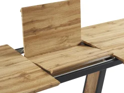 Mesa de comedor extensible 6 a 10 comensales de MDF y metal - Natural y negro - VITENO
