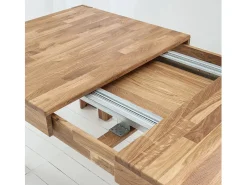Mesa de comedor extensible de roble macizo blanqueado de 4 a 12 plazas L de 160 a 280 cm Kristen