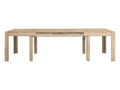 Mesa de comedor extensible de roble macizo blanqueado de 4 a 12 plazas L de 160 a 280 cm Kristen