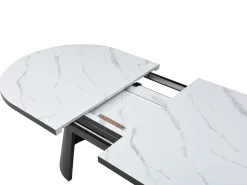 Mesa de comedor extensible para 6 a 10 personas en MDF - Efecto Mármol Blanco y Negro - KORIZEA