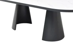 Mesa de comedor extensible para 6 a 10 personas en MDF - Efecto Mármol Blanco y Negro - KORIZEA