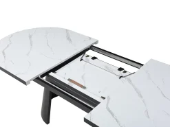 Mesa de comedor extensible para 6 a 10 personas en MDF - Efecto Mármol Blanco y Negro - KORIZEA