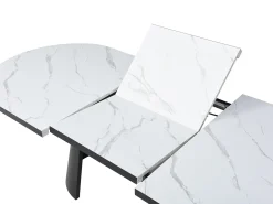 Mesa de comedor extensible para 6 a 10 personas en MDF - Efecto Mármol Blanco y Negro - KORIZEA