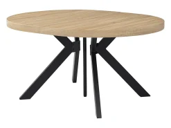 Mesa de comedor extensible 6 a 12 comensales de MDF y acero - Natural y negro - KOMONI