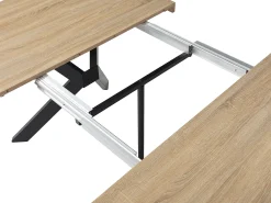 Mesa de comedor extensible 6 a 12 comensales de MDF y acero - Natural y negro - KOMONI