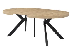 Mesa de comedor extensible 6 a 12 comensales de MDF y acero - Natural y negro - KOMONI