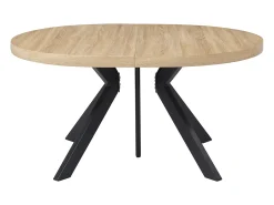 Mesa de comedor extensible 6 a 12 comensales de MDF y acero - Natural y negro - KOMONI