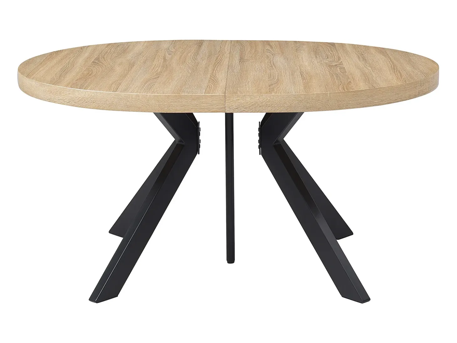 Mesa de comedor extensible 6 a 12 comensales de MDF y acero - Natural y negro - KOMONI