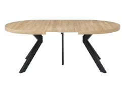 Mesa de comedor extensible 6 a 12 comensales de MDF y acero - Natural y negro - KOMONI