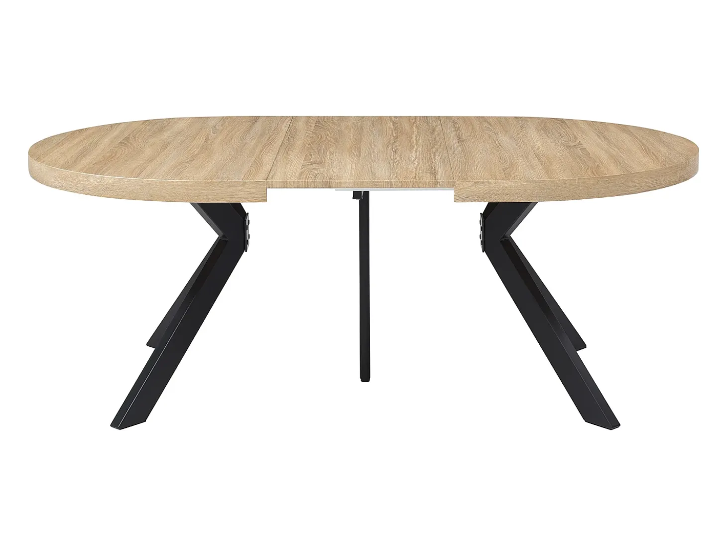 Mesa de comedor extensible 6 a 12 comensales de MDF y acero - Natural y negro - KOMONI