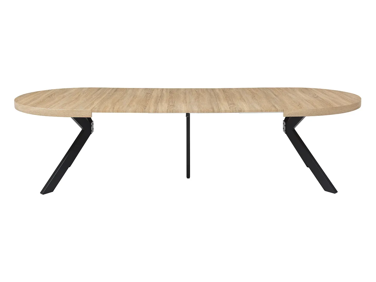 Mesa de comedor extensible 6 a 12 comensales de MDF y acero - Natural y negro - KOMONI
