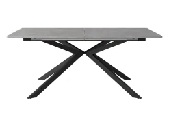 Mesa de comedor extensible - patas cruzadas de hierro forjado - tapa con diseño de cemento - Gris y negro
