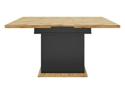 Mesa de comedor extensible para 4 a 6 personas - Estampado de cuadros con puertas - Negro y madera