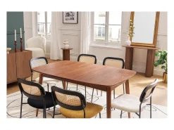 Mesa de comedor extensible nogal L90-130 cm NORDECO