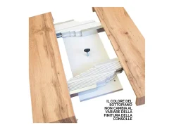 Mesa de comedor extensible de madera Kristo patas en V-Color Blanco-Soporte 4 pies-5 alargaderas finas-Ancho extensible