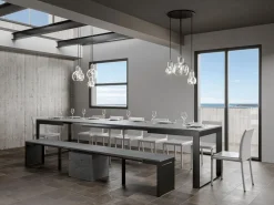 Mesa de comedor extensible tiroz evolución-Gris cemento-2 pies-180 à 284cm