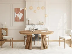 Mesa de comedor extensible 4 a 8 personas de roble - Natural - CARMIZA