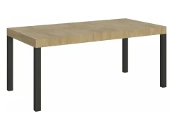 Mesa de comedor extensible Karry-Color Blanco-Soporte 2 pies-Ancho extensible