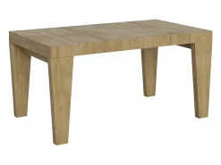 Mesa de comedor extensible de madera Kristo patas en V-Color Blanco-Base y soporte con ruedas-Alargaderas -Ancho extensible