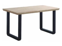 Mesa de comedor extensible de 77x80x148-180-220 cm en roble nordish y patas negras Jack