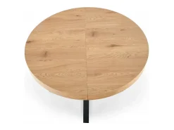 Mesa de comedor extensible con tablero de aspecto roble y patas de metal negro CERVANTES