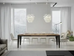 Mesa de comedor extensible evolución Flavio-Color Natural-Ancho extensible